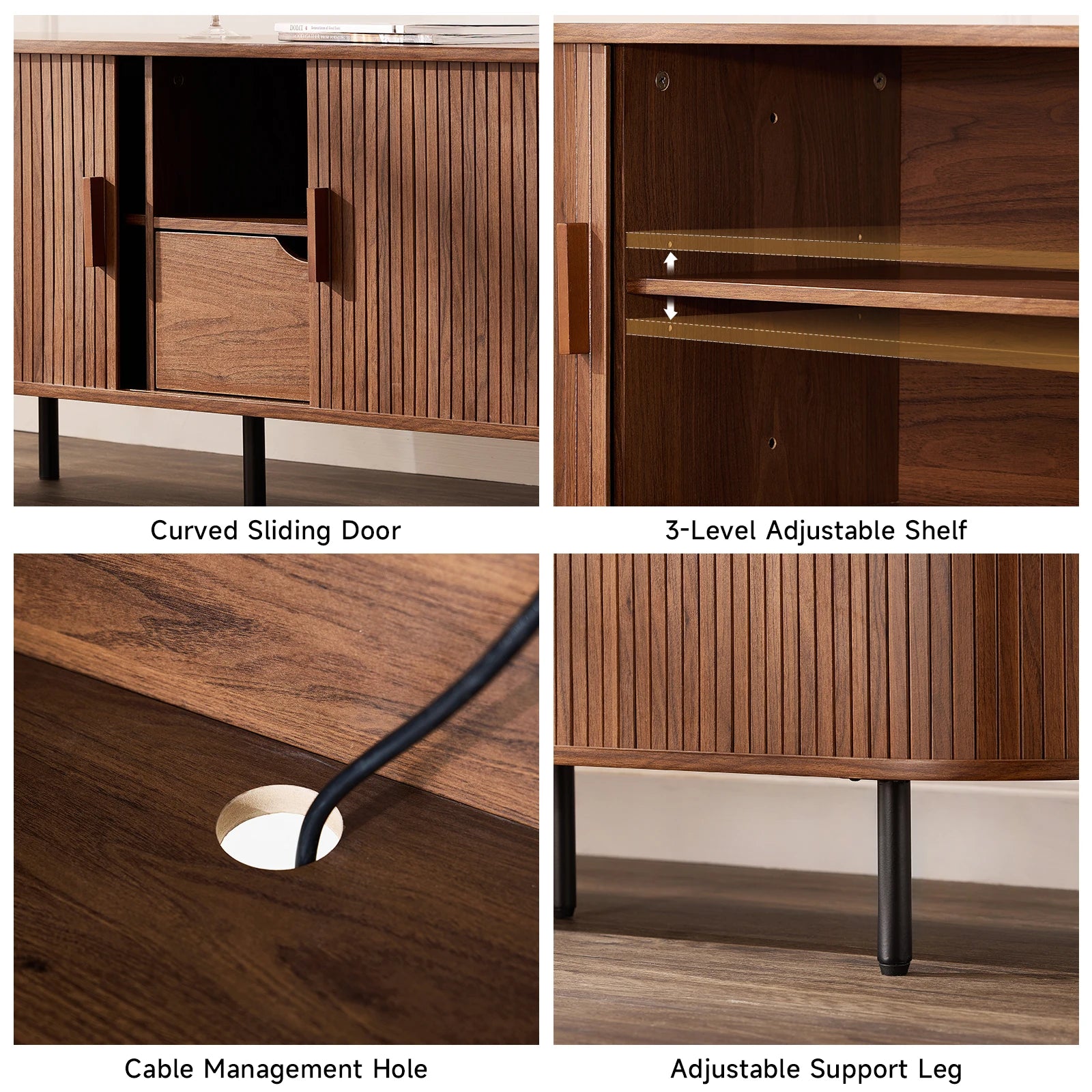 69" TV Stand w/ Power Outlet for TVs up to 80".