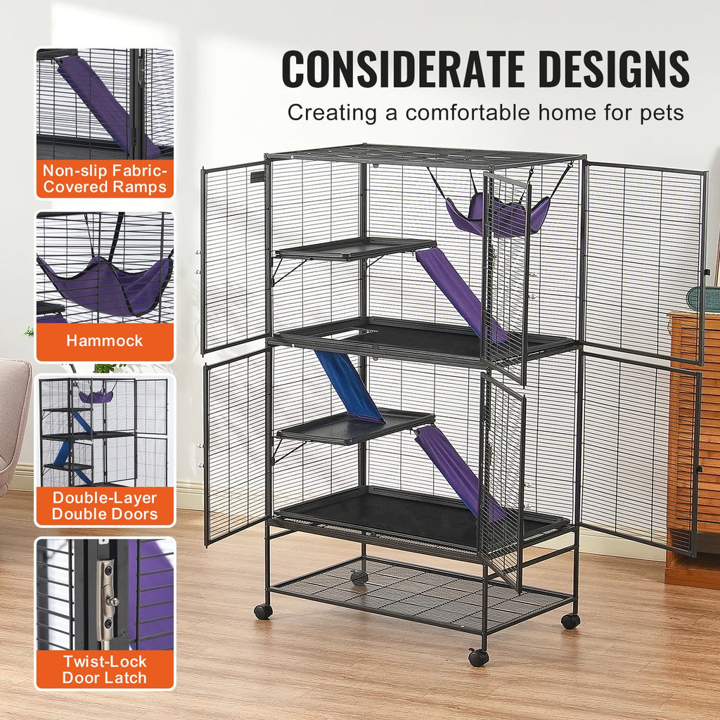 Rolling Metal Ferret Cage Large 4-Tier Critter Nation