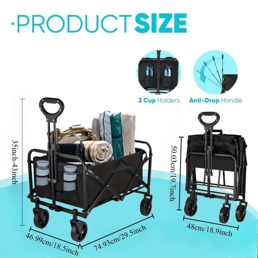Heavy Duty Grocery Cart for Shopping, Beach, Camping, Sport