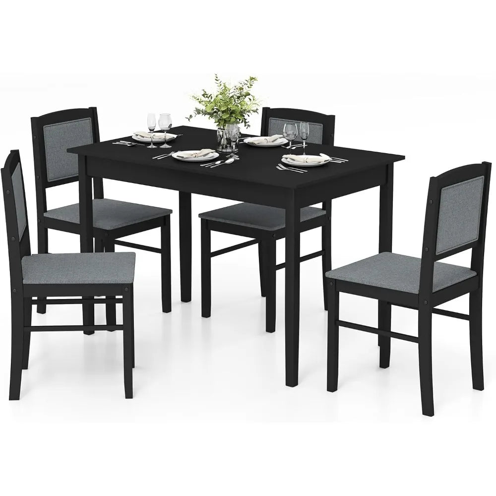4-person Dining Table Set with Storage Rack