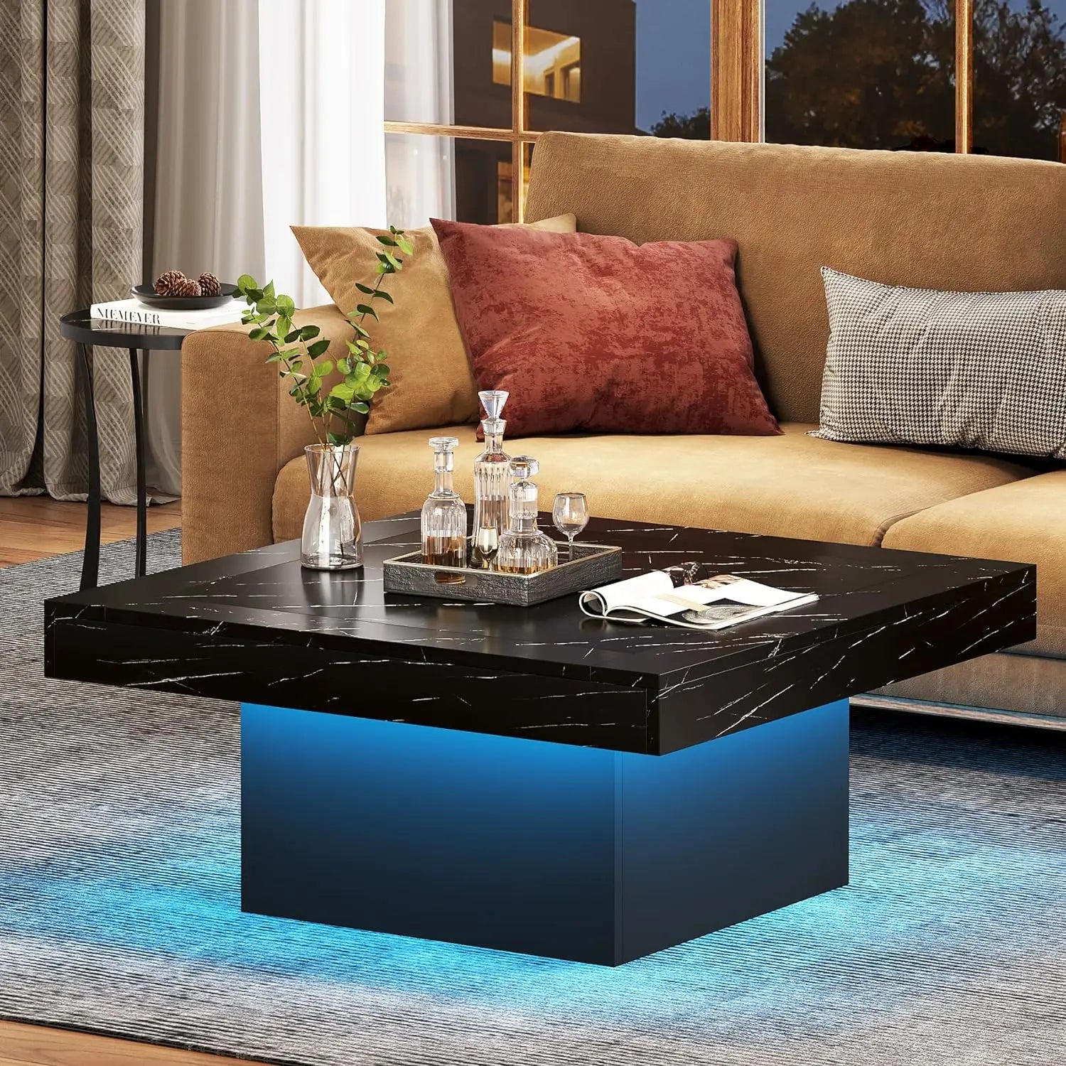 Coffee Table Engineered Wood for Living Room Rustic Brown & Black
