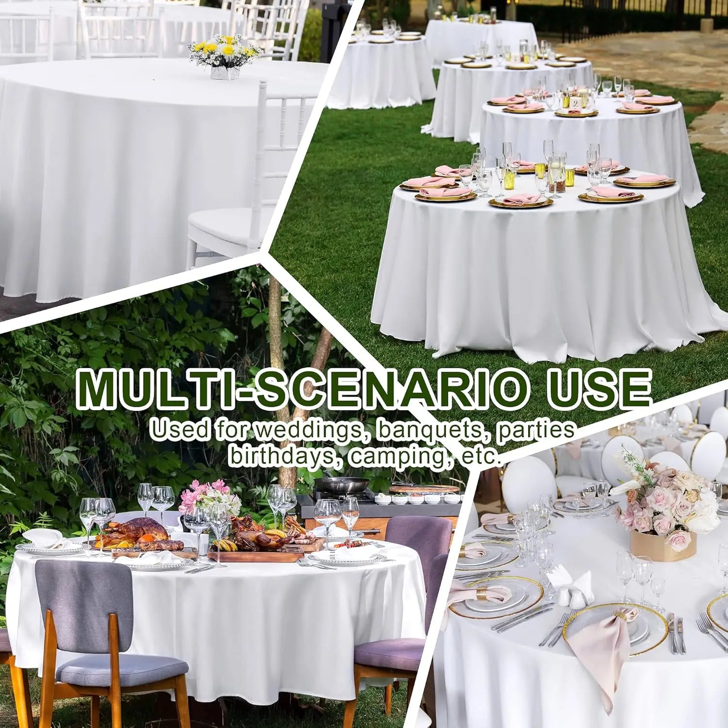 10 Pack 120 Inch Round Tablecloth, Stain and Wrinkle Resistant