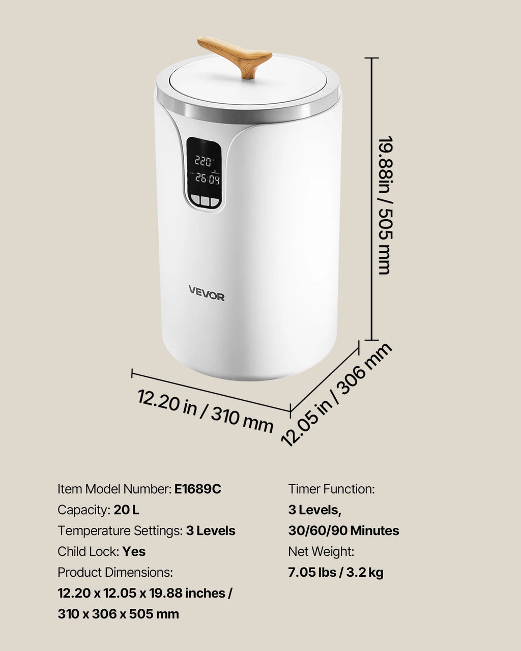 20L Towel Warmer Bucket w/ LED Light Timer