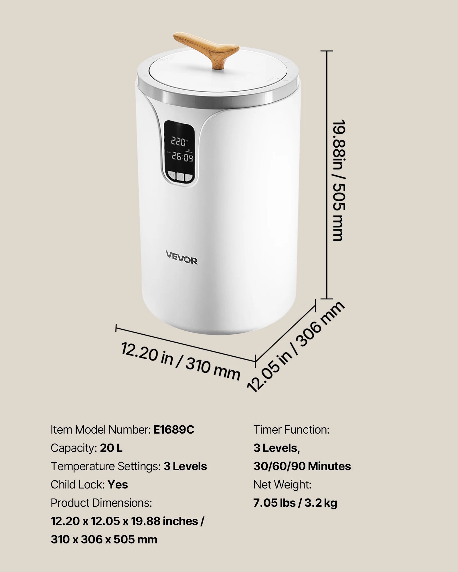 20L Towel Warmer Bucket w/ LED Light Timer