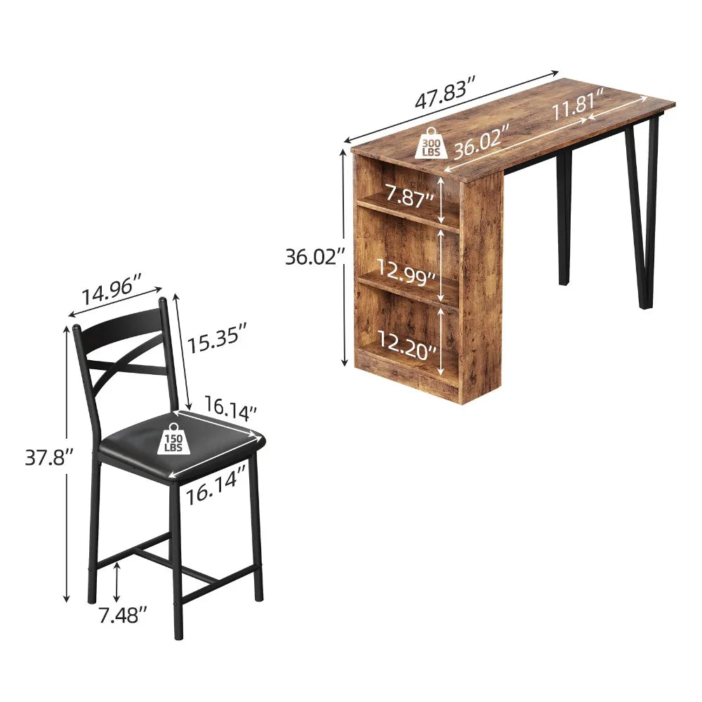 3-Piece Counter Height Dining Table Set
