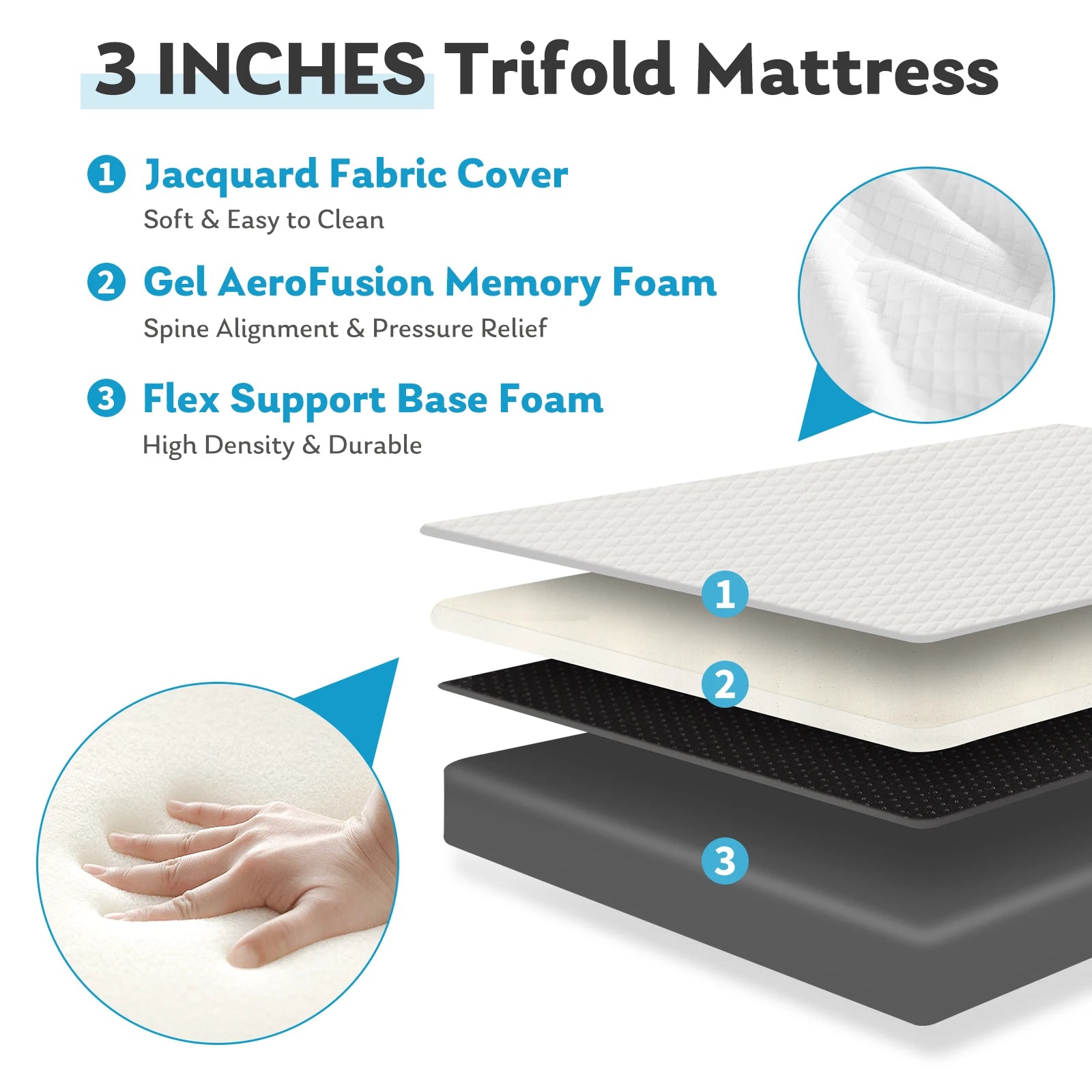 Three Fold Portable Floor Bed And Flexible Zipper