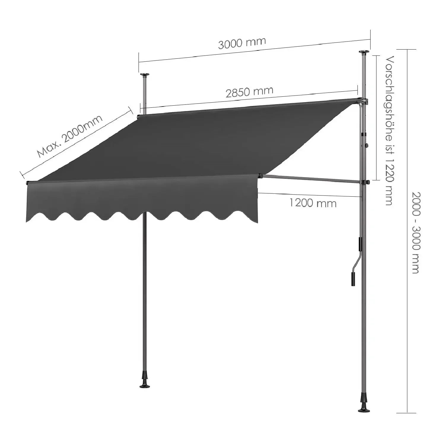 Awning Balcony Patio Retractable Awning UV50+ Sun Shade Awning