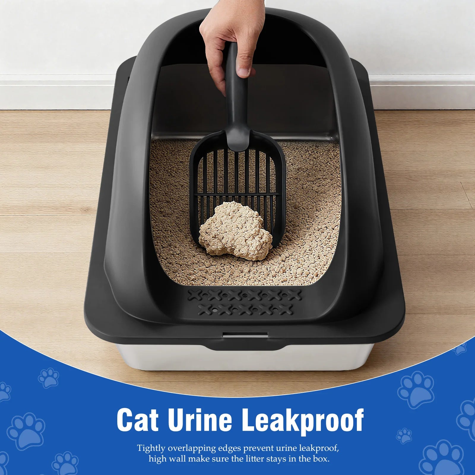 Box for Big Cats Anti-Urine Leakage Scoop and Mat Included