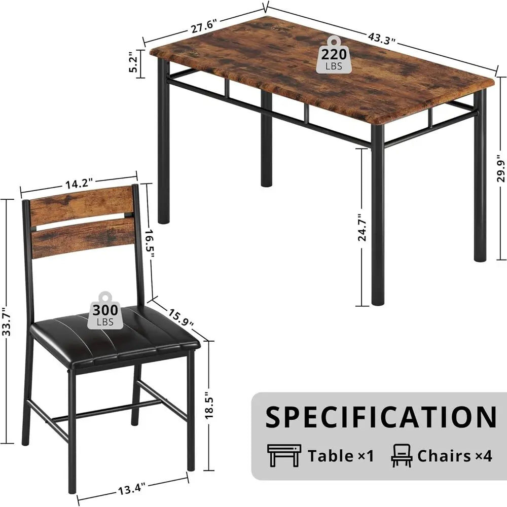 Wood Kitchen Table with Upholstered Chairs for Kitchen