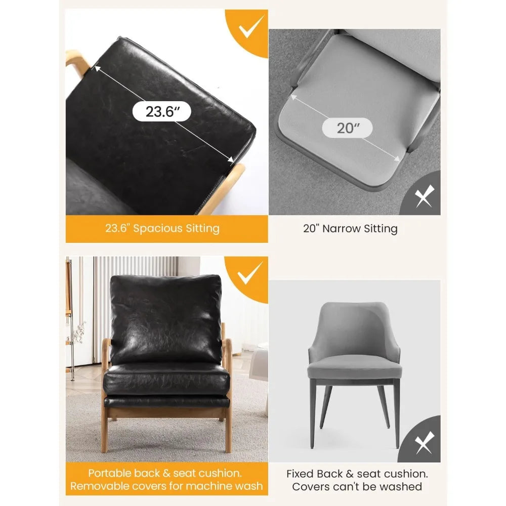 Small Cozy Leather Reading Chairs for Adults