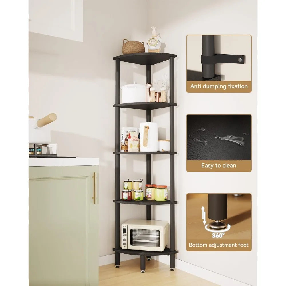 5 Tier Corner Shelf Display Rack for Living Room
