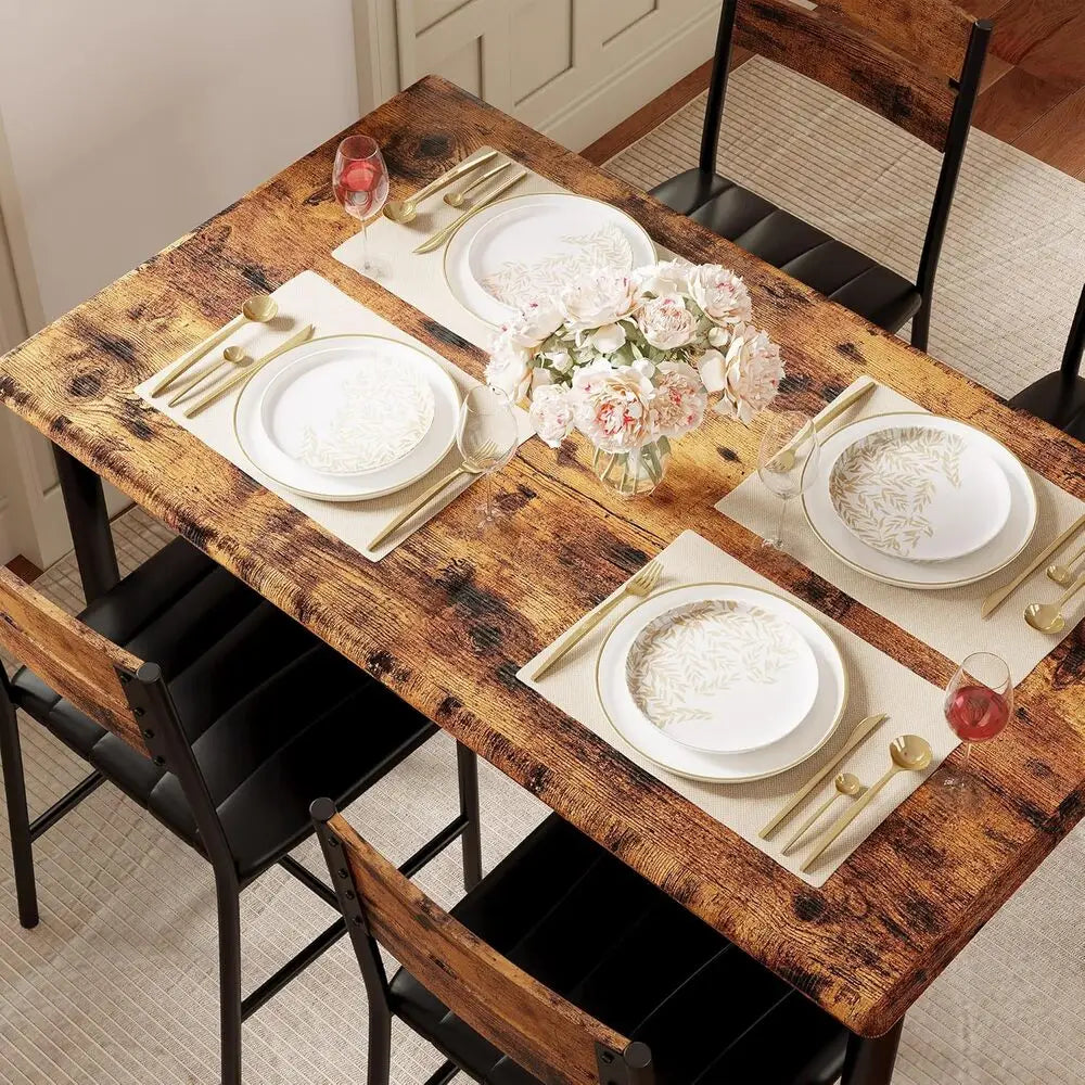 Wood Kitchen Table with Upholstered Chairs for Kitchen