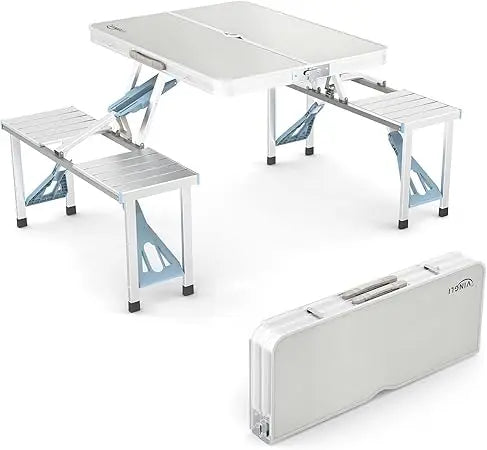 4Ft Folding Camping Picnic Table with Seats/Umbrella Hole