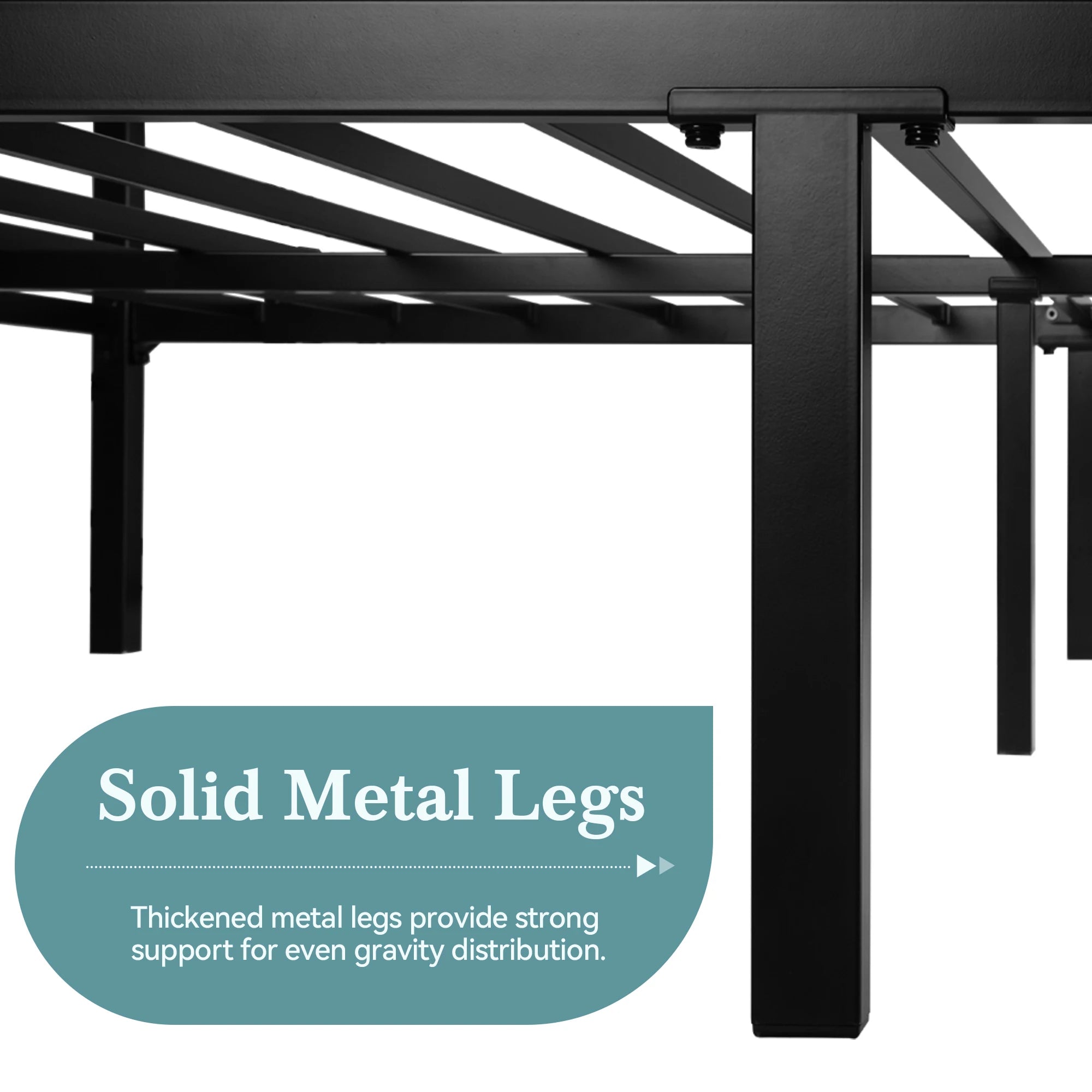 Canopy Bed Frame 3-Metal Crossbar, No Box Spring Needed