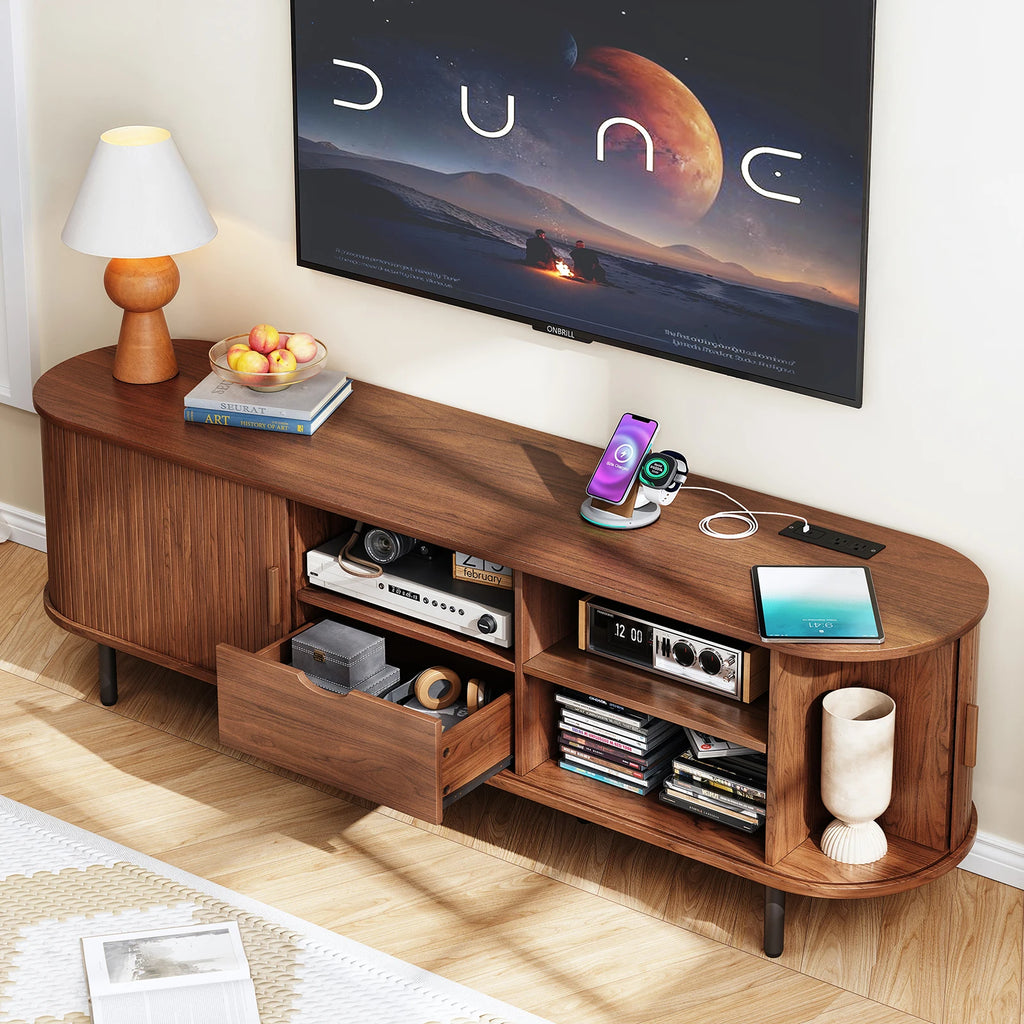 69" TV Stand w/ Power Outlet for TVs up to 80".