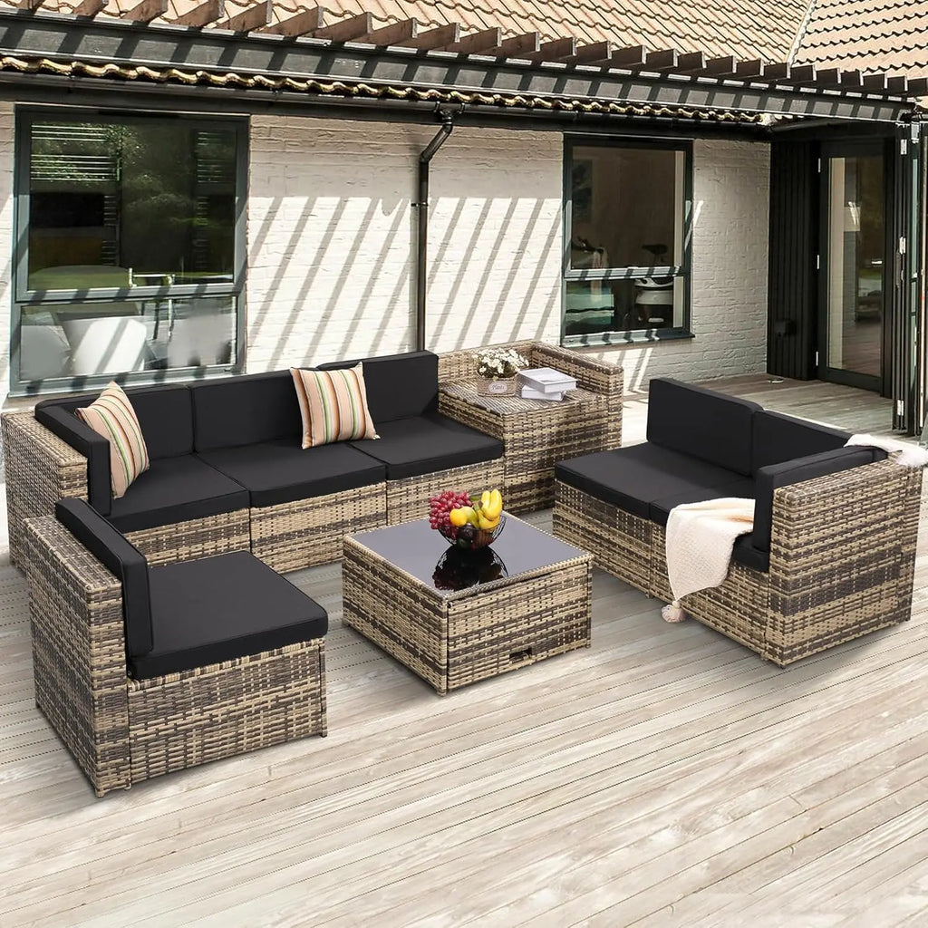 8 Pieces Outdoor Wicker Rattan Patio Furniture