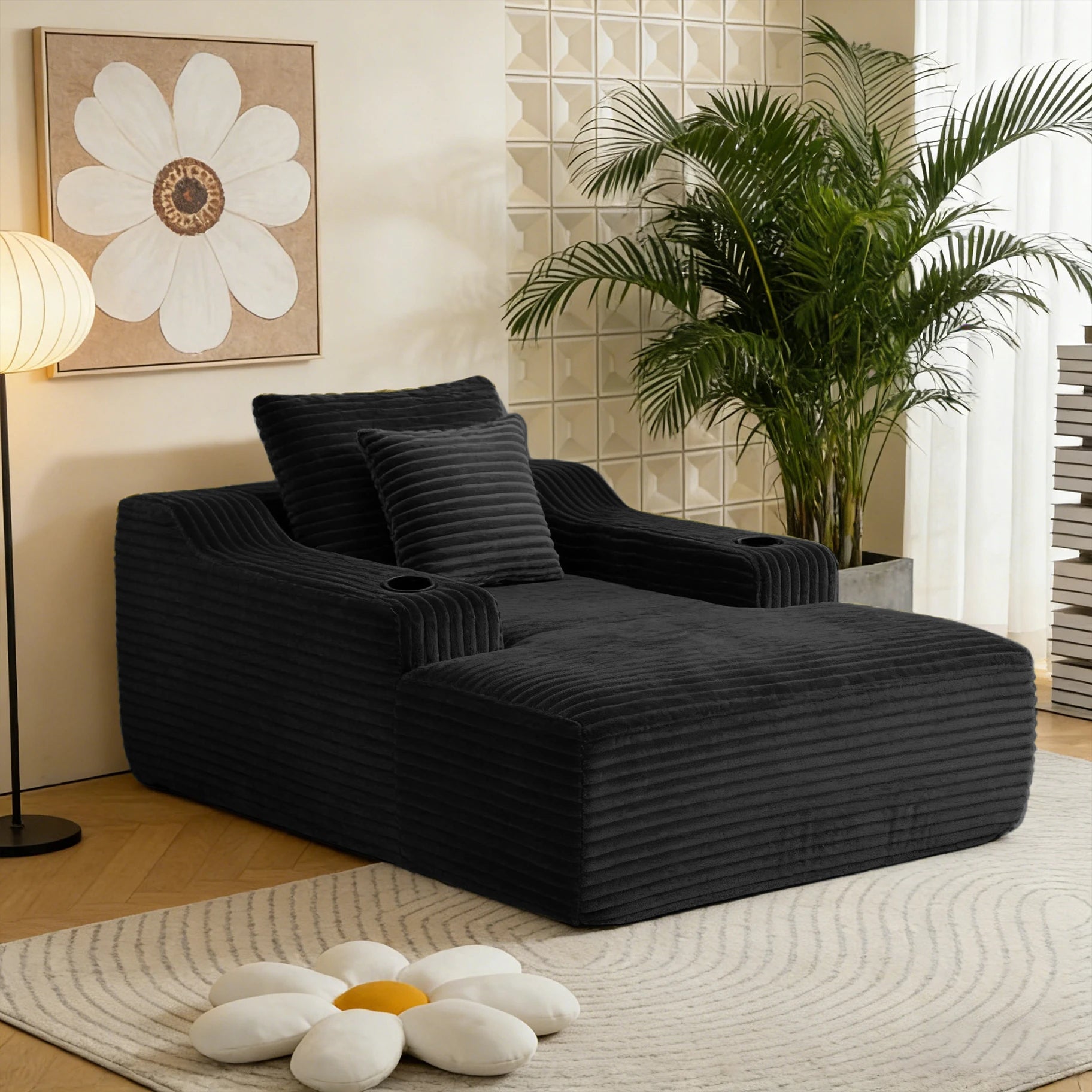 67'' Corduroy Chaise Lounge Sofa Bed for Living Room
