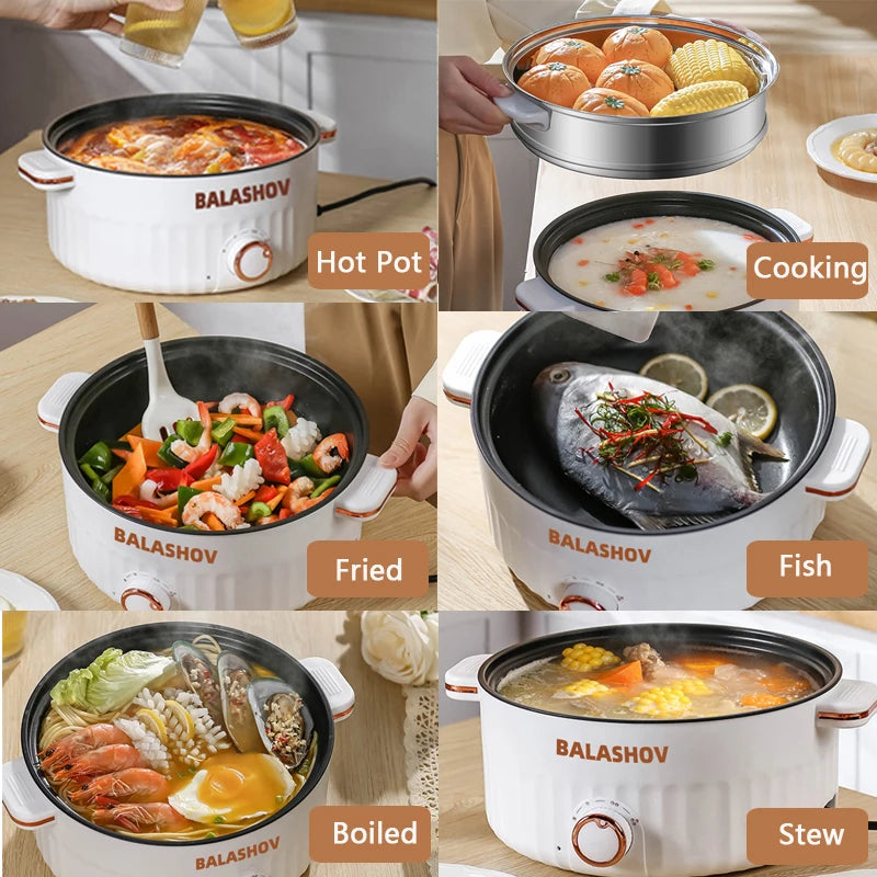 1.5L/3L Portable Electric Rice Cooker Multifunctional Double Layer Pan