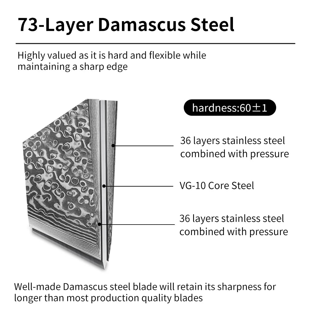 73 Layers High Quality VG10 Damascus Steel Kitchen Knife