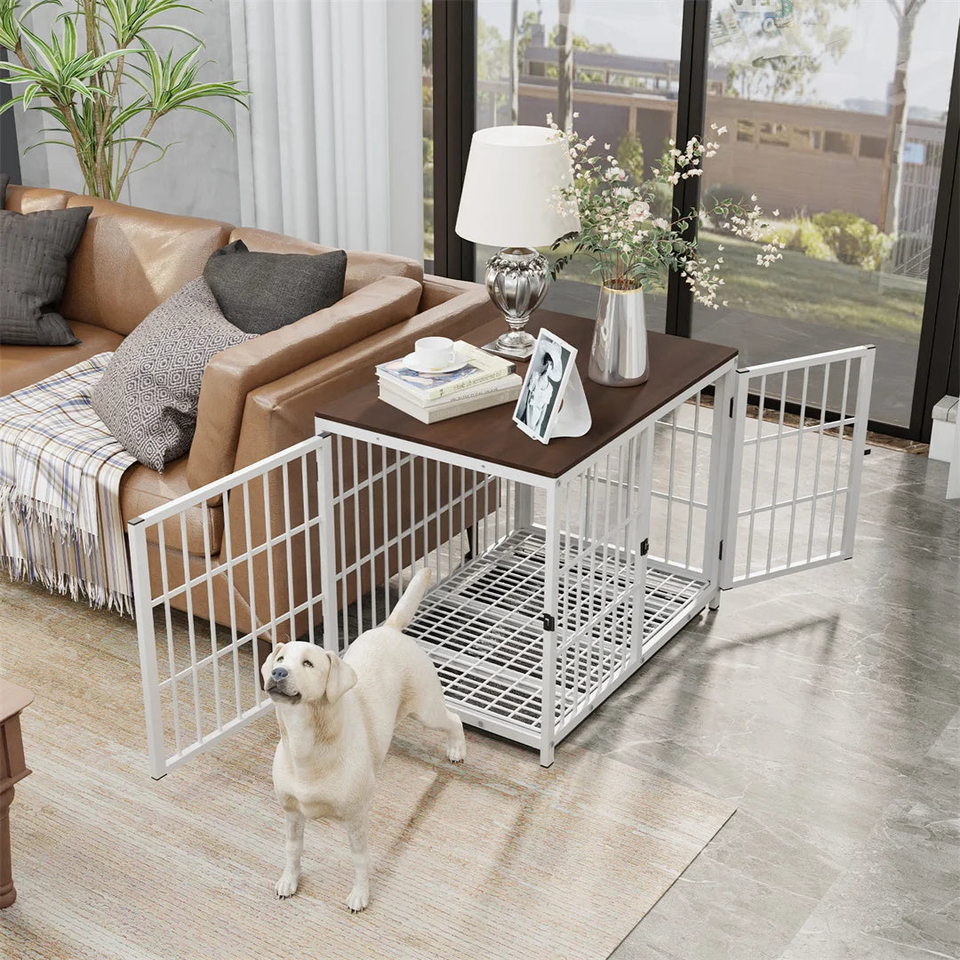 Furniture Style Dog Crate White Pet Kennel  for Small Medium Large Dogs