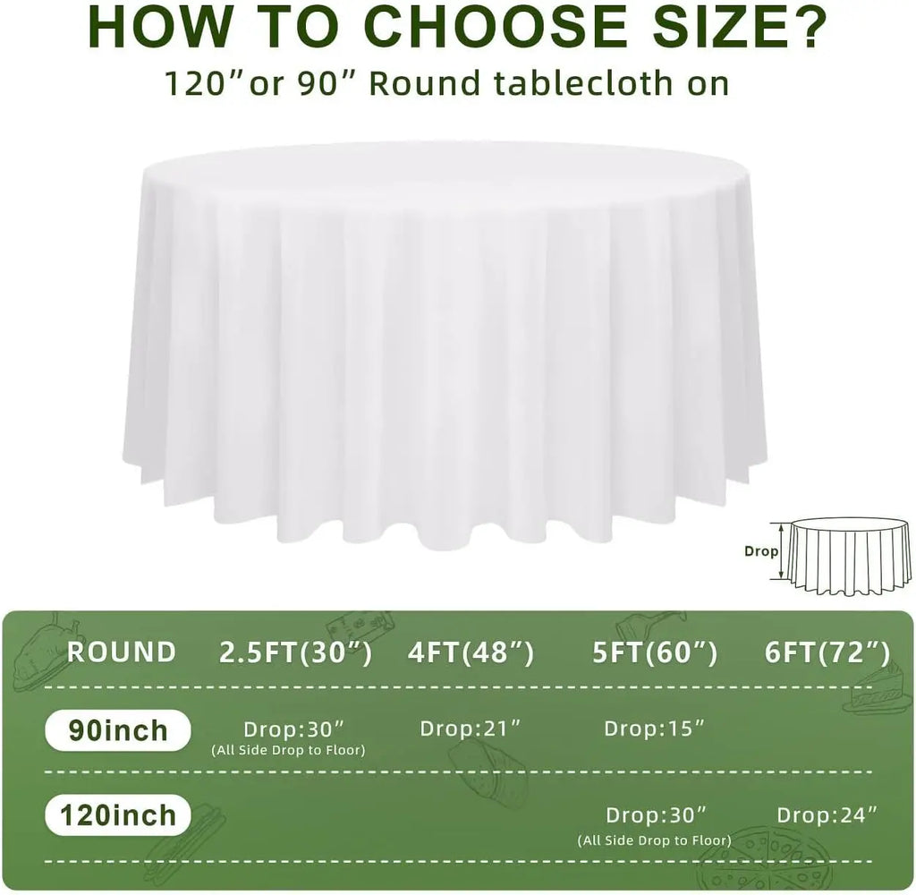 10 Pack 120 Inch Round Tablecloth, Stain and Wrinkle Resistant