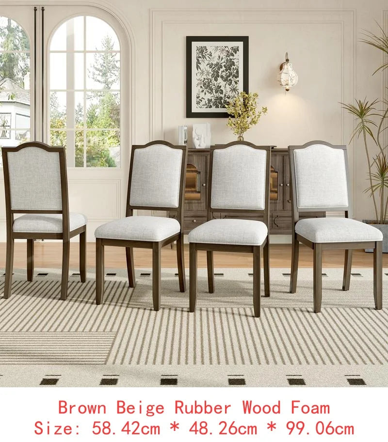6-Piece Dining Set, Extendable 60-78 inch Wooden Table with Leaf