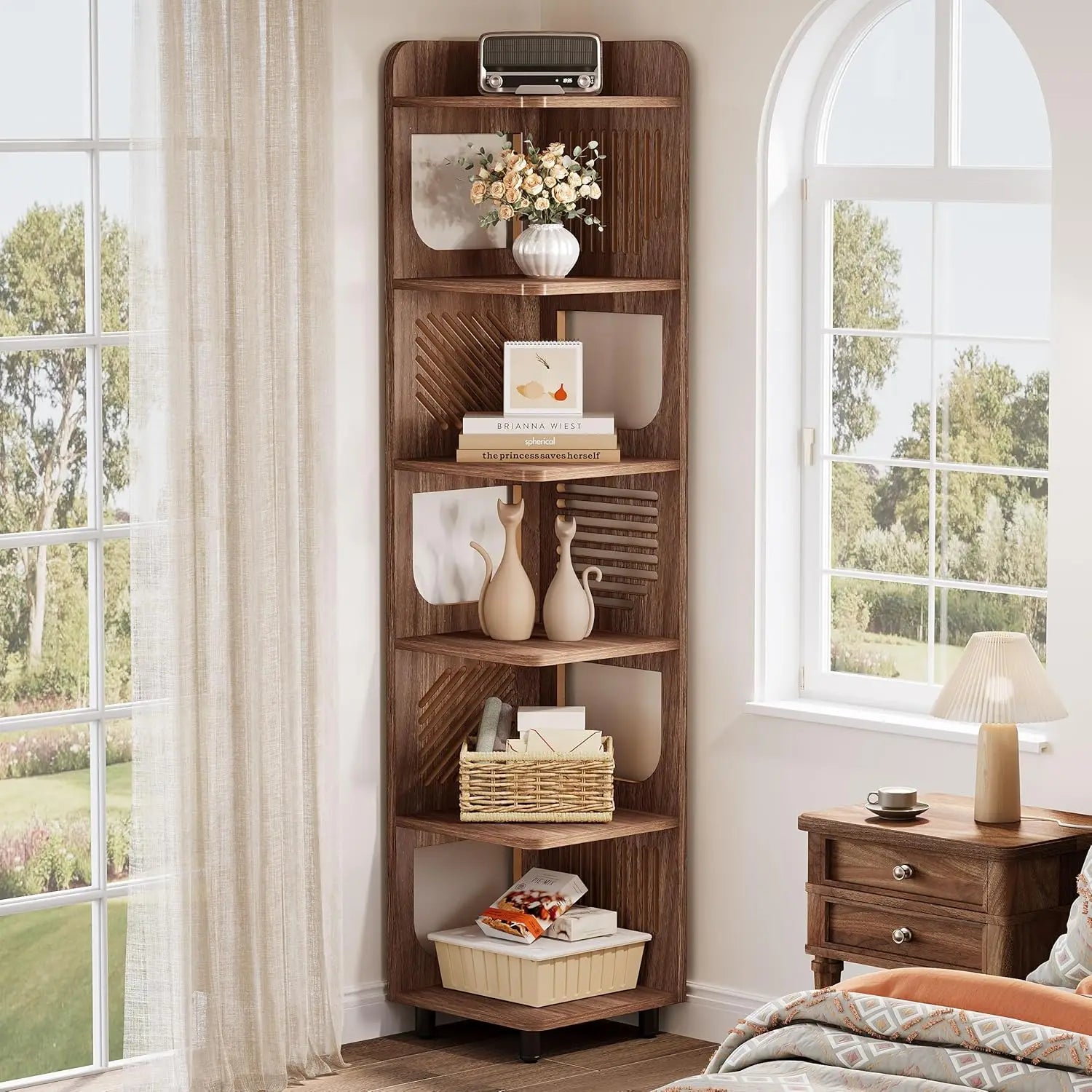Narrow Corner,Freestanding Shelf Organizer for Living Room