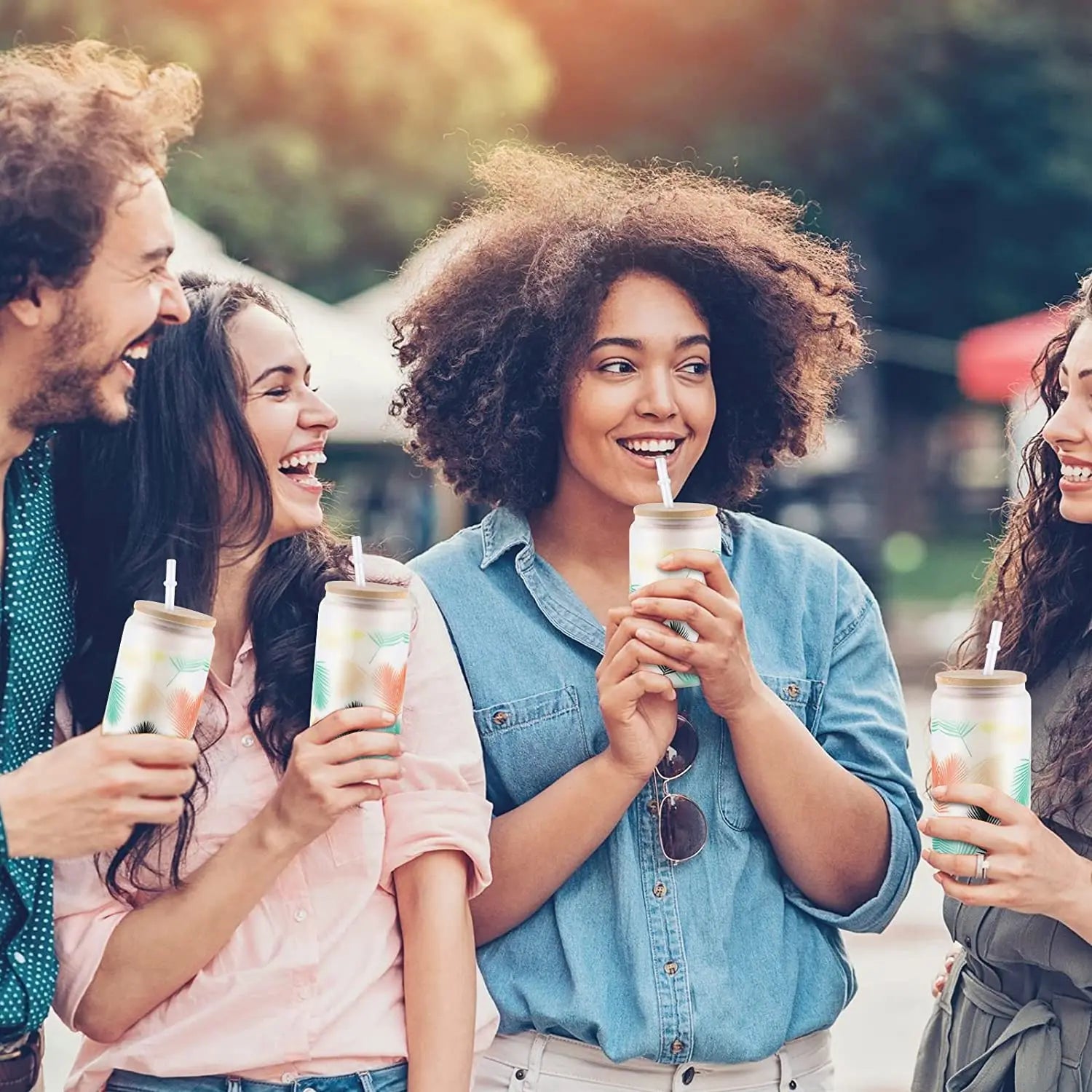 8 Pack 16OZ Frosted/Clear Glass Sublimation Tumblers with Bamboo Lid