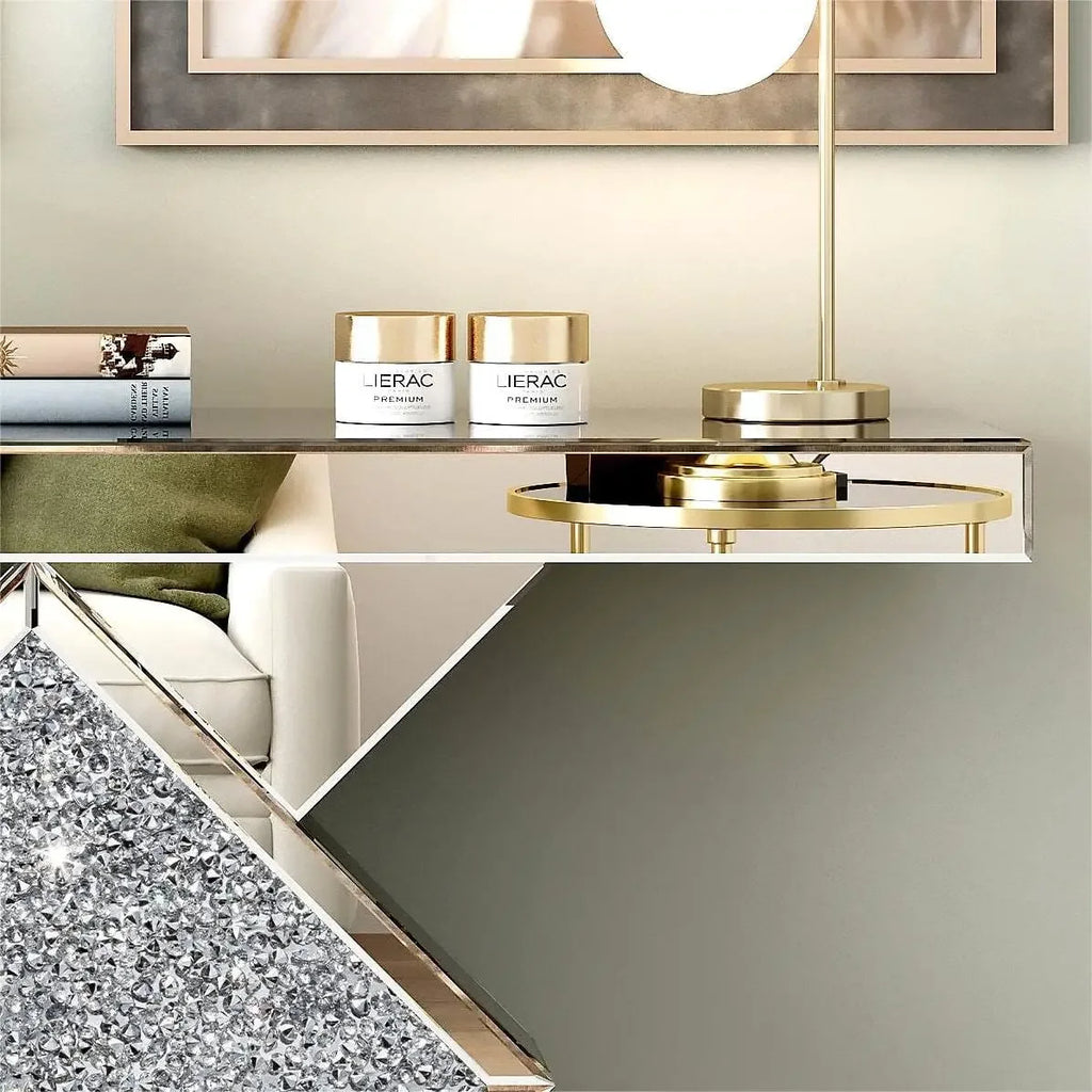 47.2'' Console  Mirrored  with Diamond Shaped Long Accent