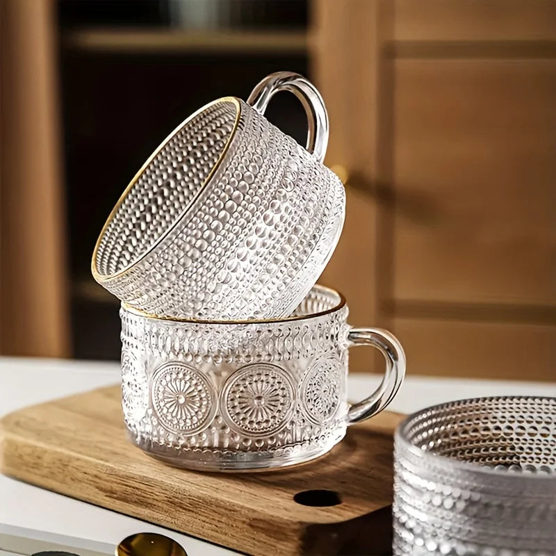 , vintage glass coffee cups are perfect for cappuccinos