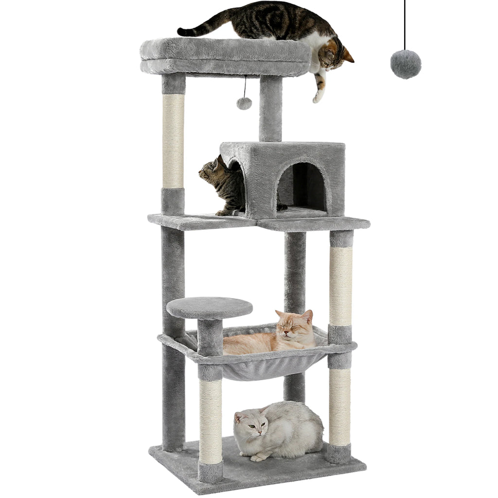 Multi-Level Cat Tree with Scratching Posts, Cozy Hammock