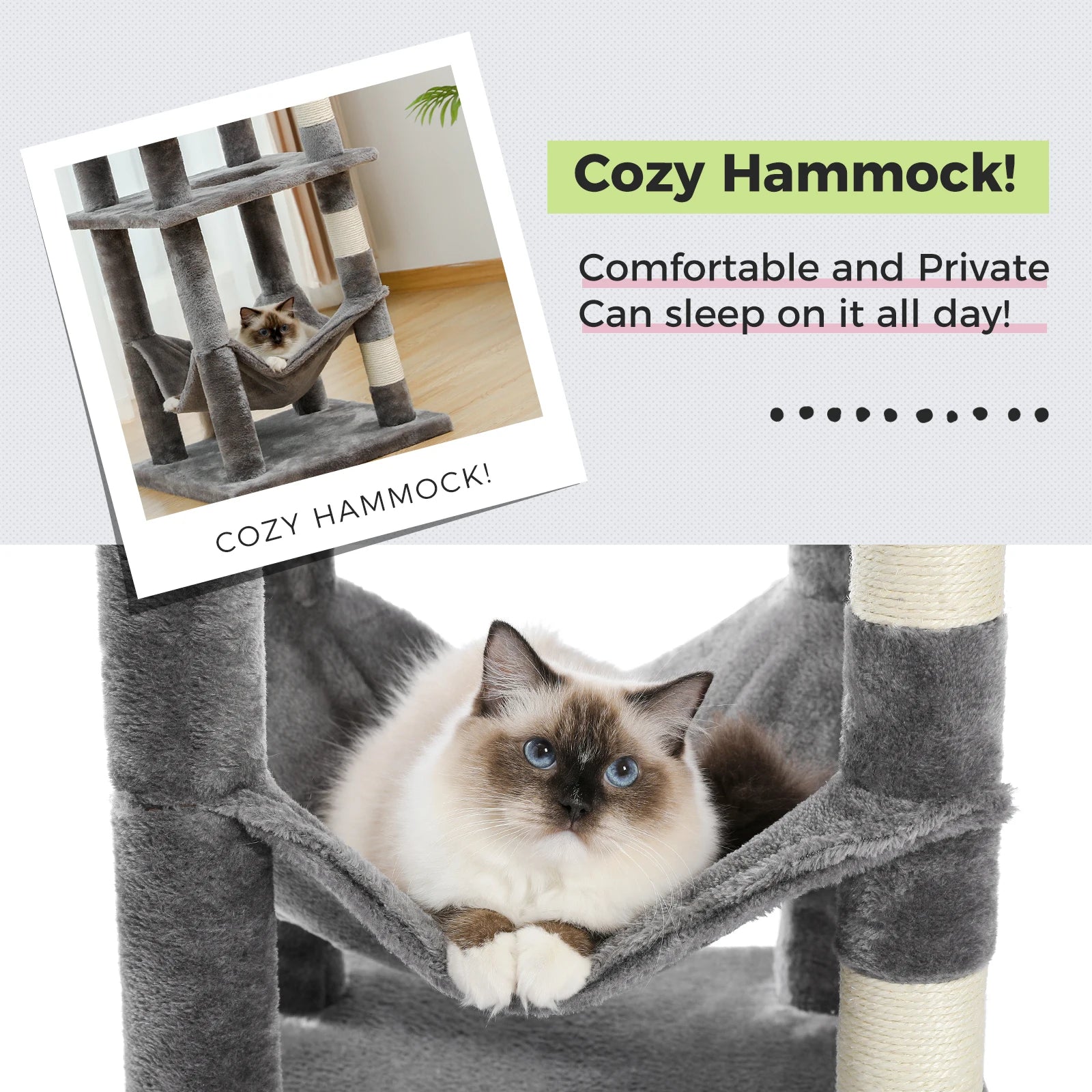 Multi-Level Cat Tree with Scratching Posts, Cozy Hammock