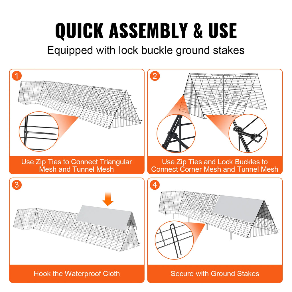 SucceBuy Chicken Tunnels 157.5 x 39.4 x 24.2 in for Yard