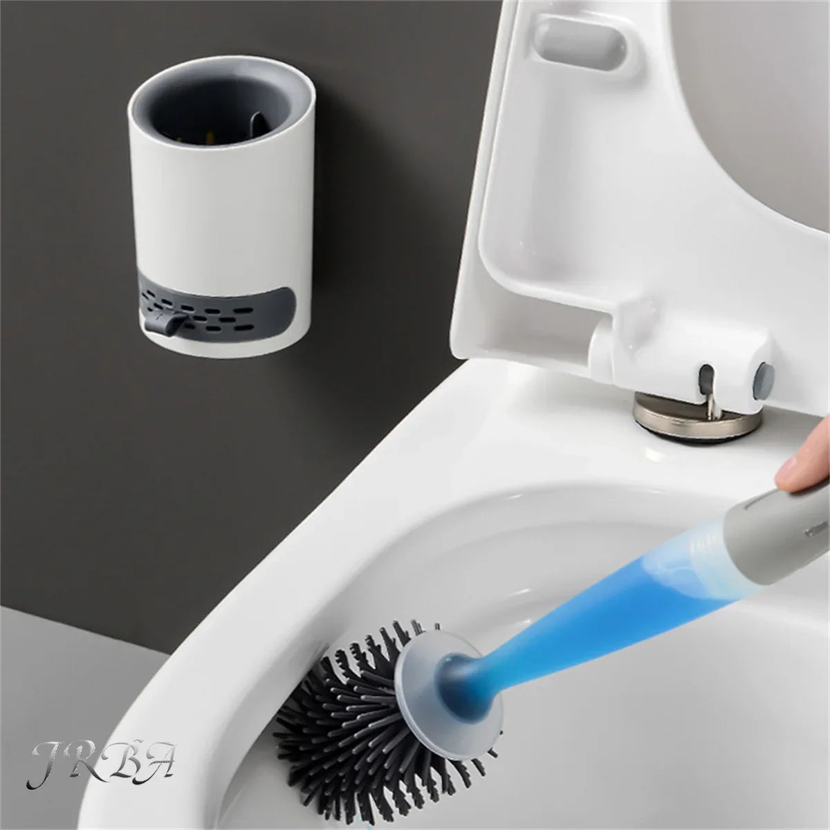 Toilet Brush Holder Set Silicone with Refillable Handle