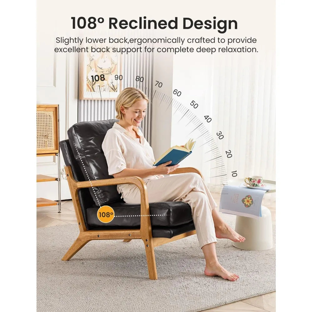 Small Cozy Leather Reading Chairs for Adults