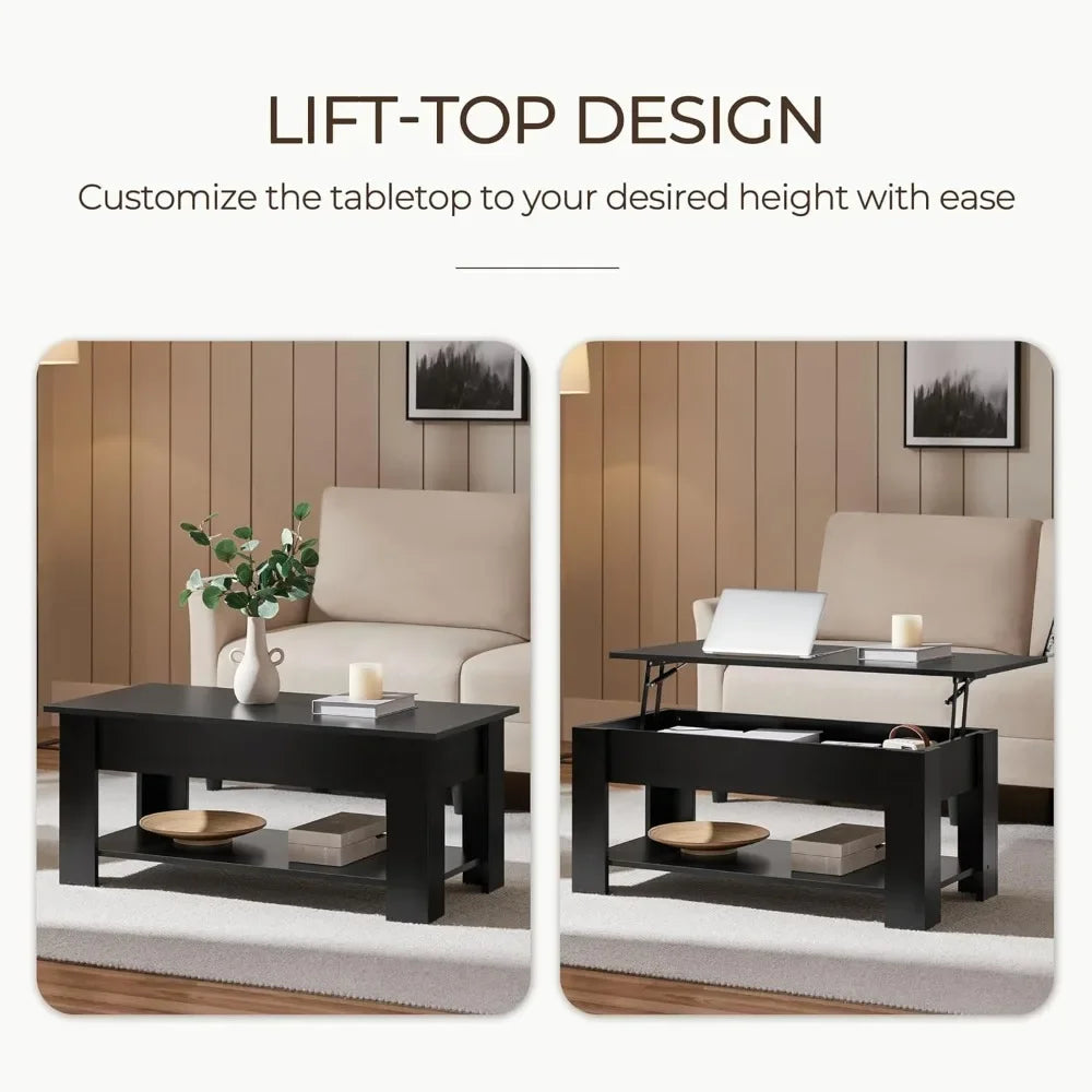 Lift Top Coffee Table with Large Hidden Storage Shelf