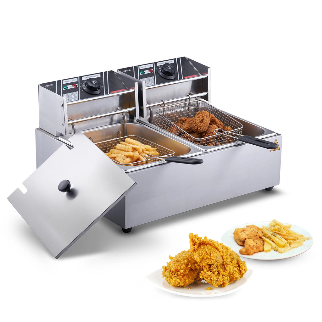 12L Electric Deep Fryer w/Dual Removable Tanks