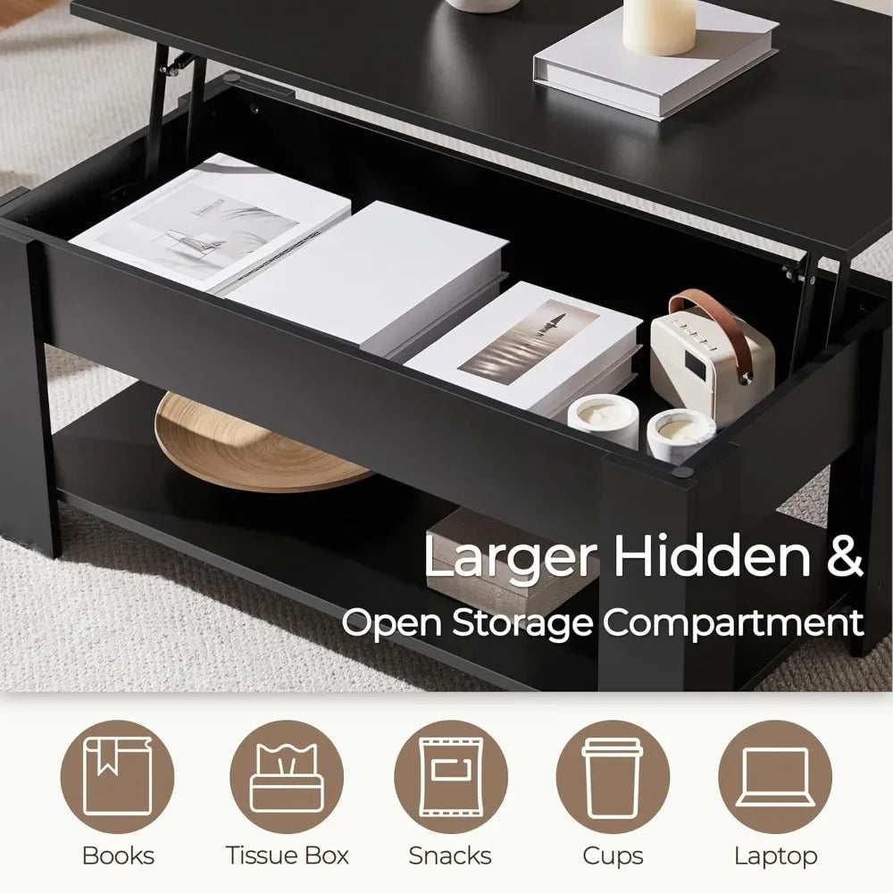 Lift Top Coffee Table with Large Hidden Storage Shelf
