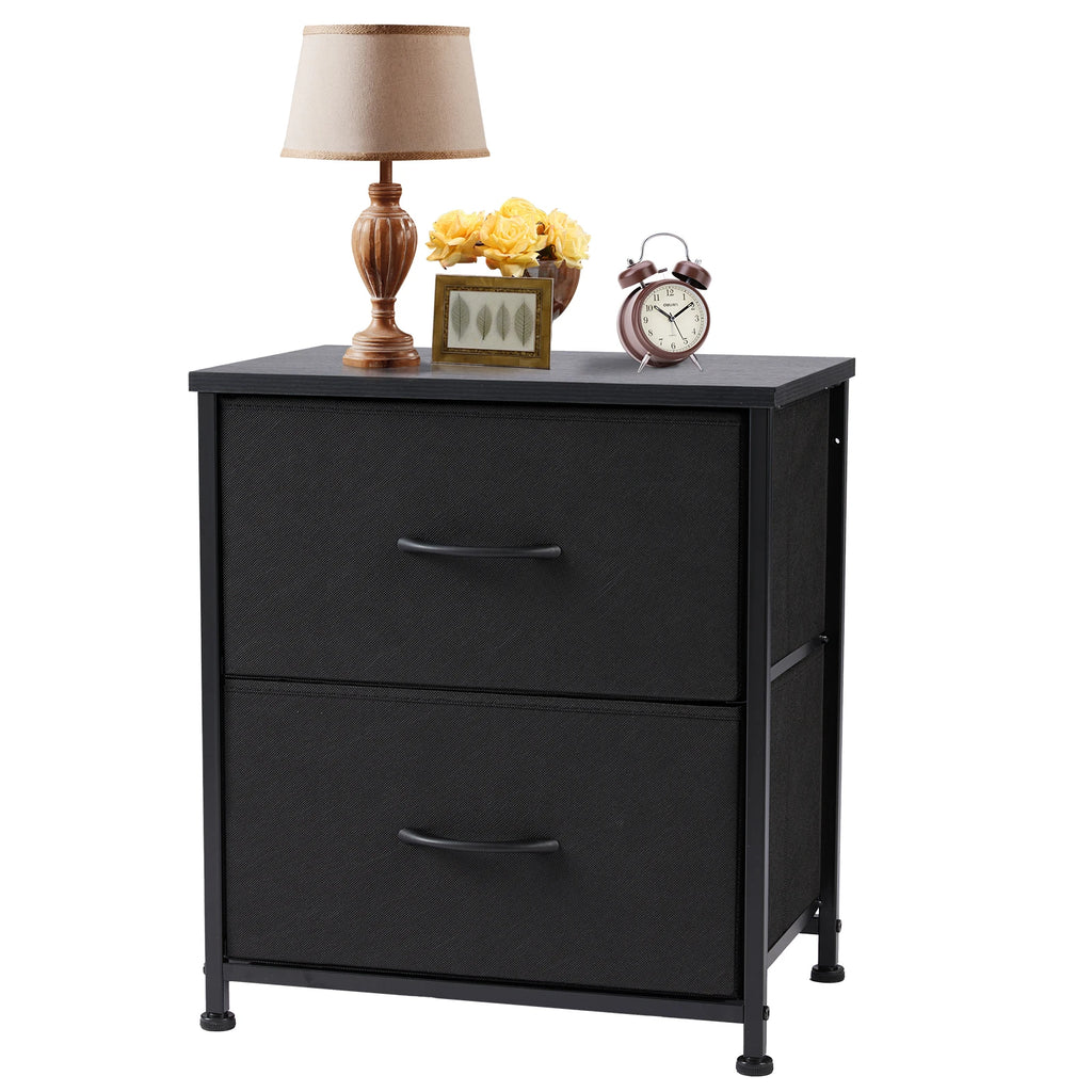 Nightstand Table   For Bedroom 2 Fabric Drawers