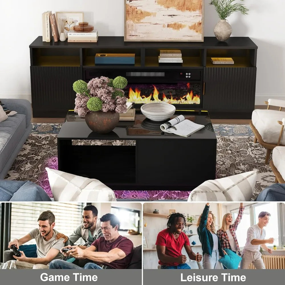 Coffee Tables for Living Room with 16 Colors LED Lights