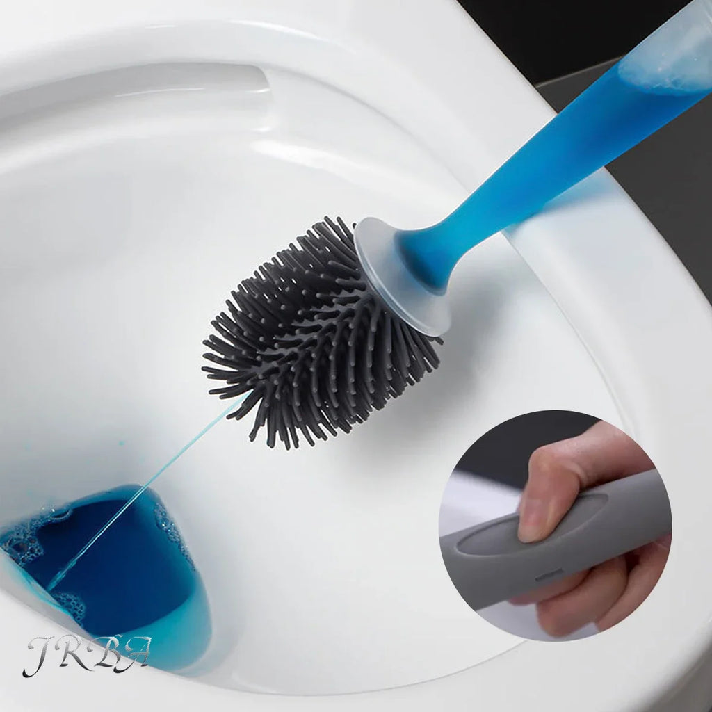 Toilet Brush Holder Set Silicone with Refillable Handle