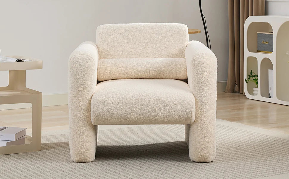 Modern Upholstered Comfy Reading Armchair with Pillow