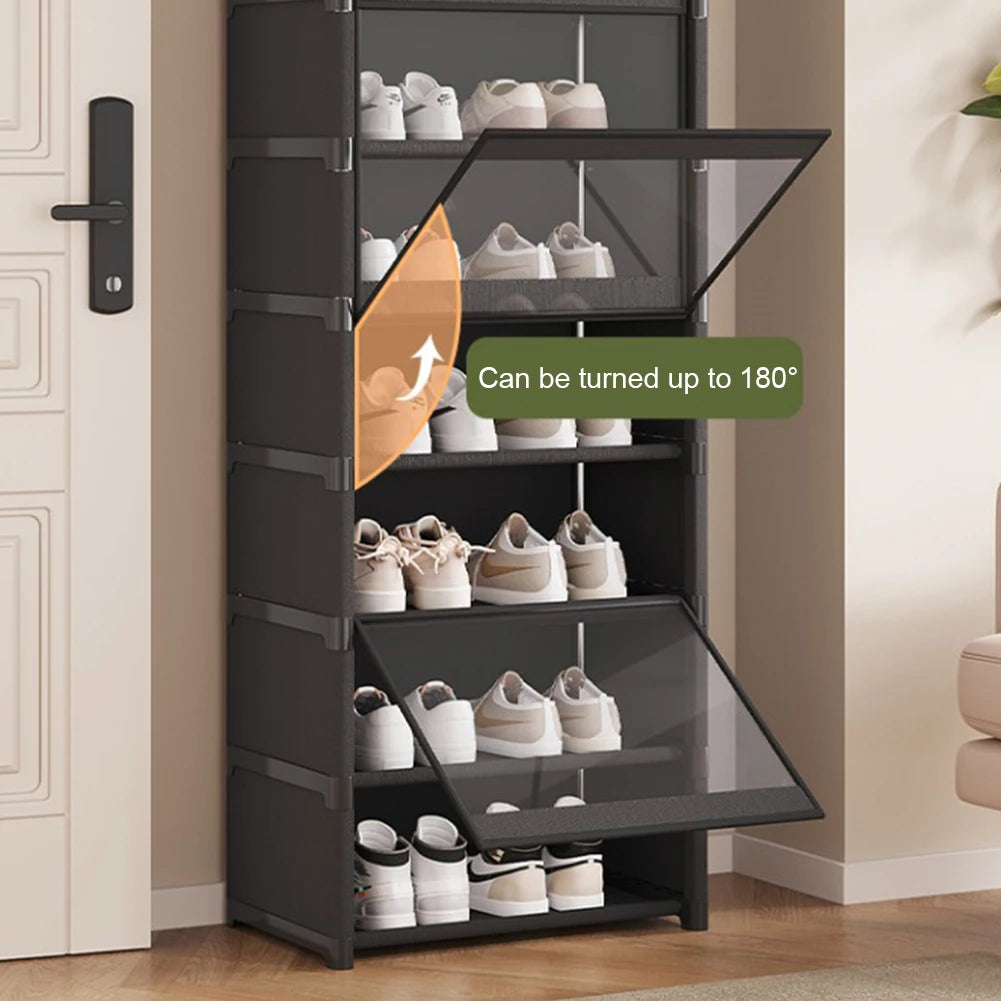 9 Tier Multi-Layer Shoe Rack 42cm/60cm Shoes Storage Cabinet Space Saving Vertical Stand Holder Dustproof Door Shoe Organizer