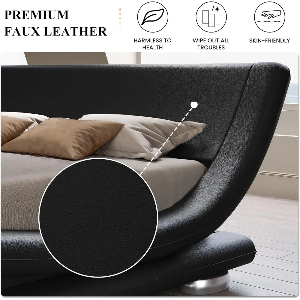 Queen Size Bed Frame No Box Spring Needed & Easy Assembly