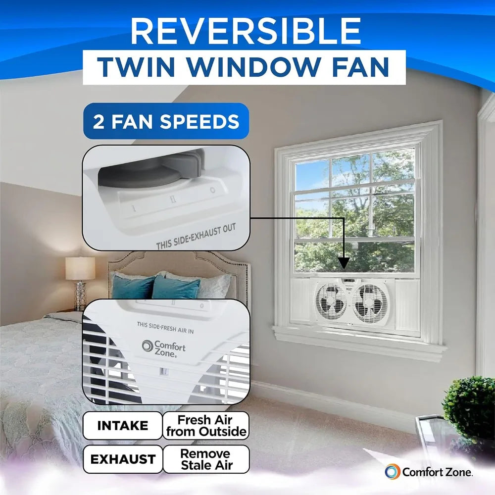 Twin Window Fan with Reversible Airflow Control