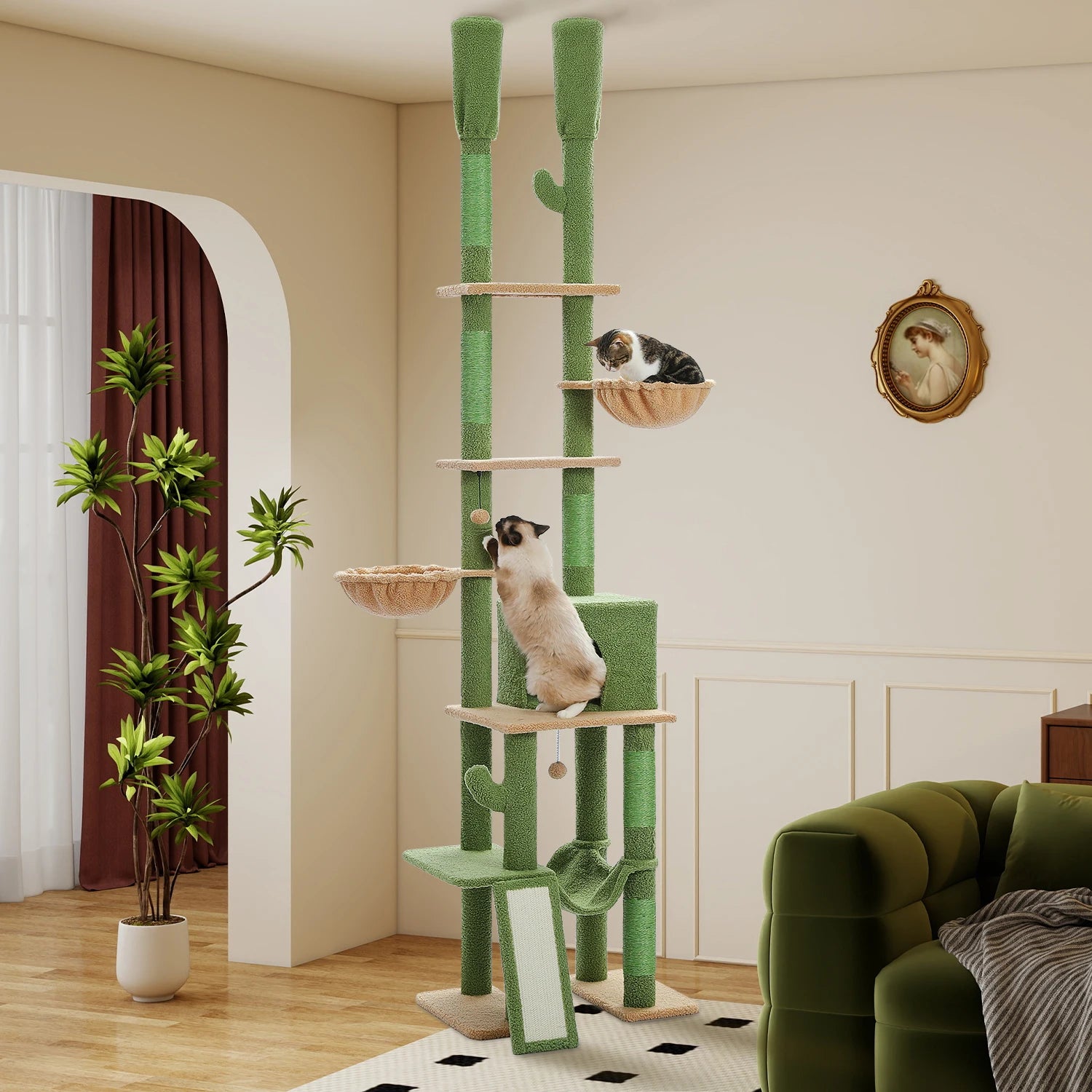 Cat Tree Floor to Ceiling Cat Tower with Sisal Scratching Post