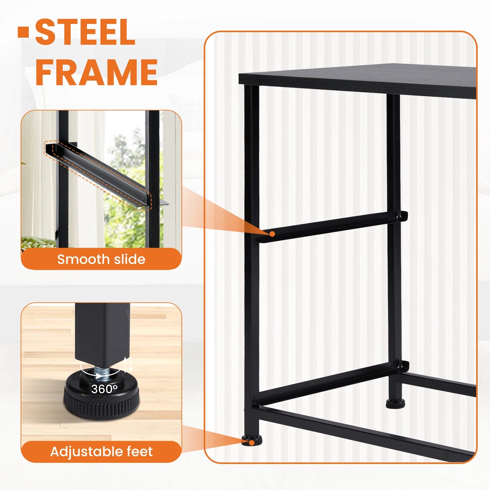 Nightstand Table   For Bedroom 2 Fabric Drawers