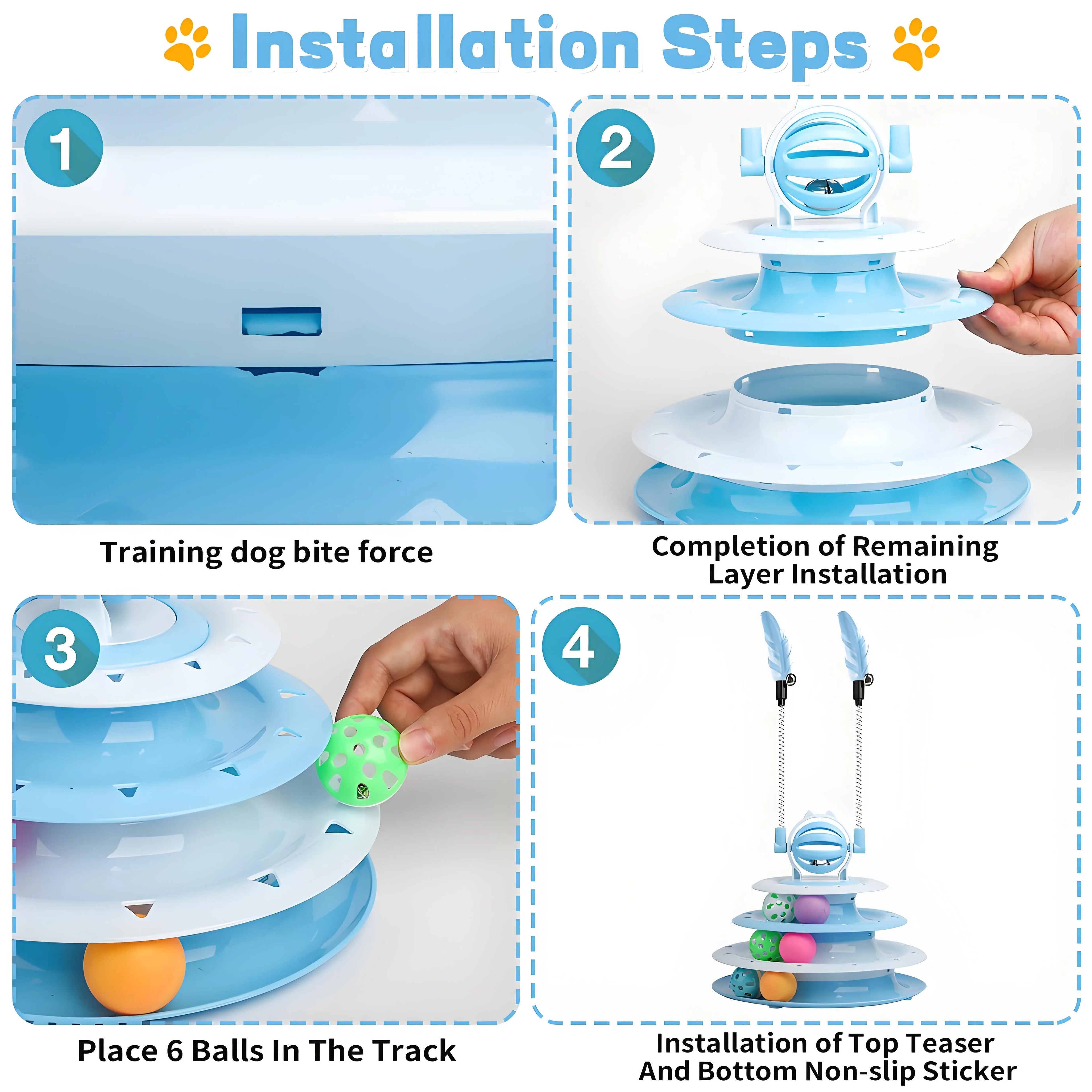 Interactive Cat Toy Puzzle Ball with 2 Teaser Wands