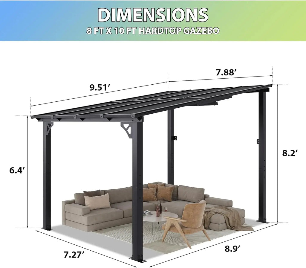 8'x10'  Large Wall-Mounted Heavy Duty Awnings, for Backyard