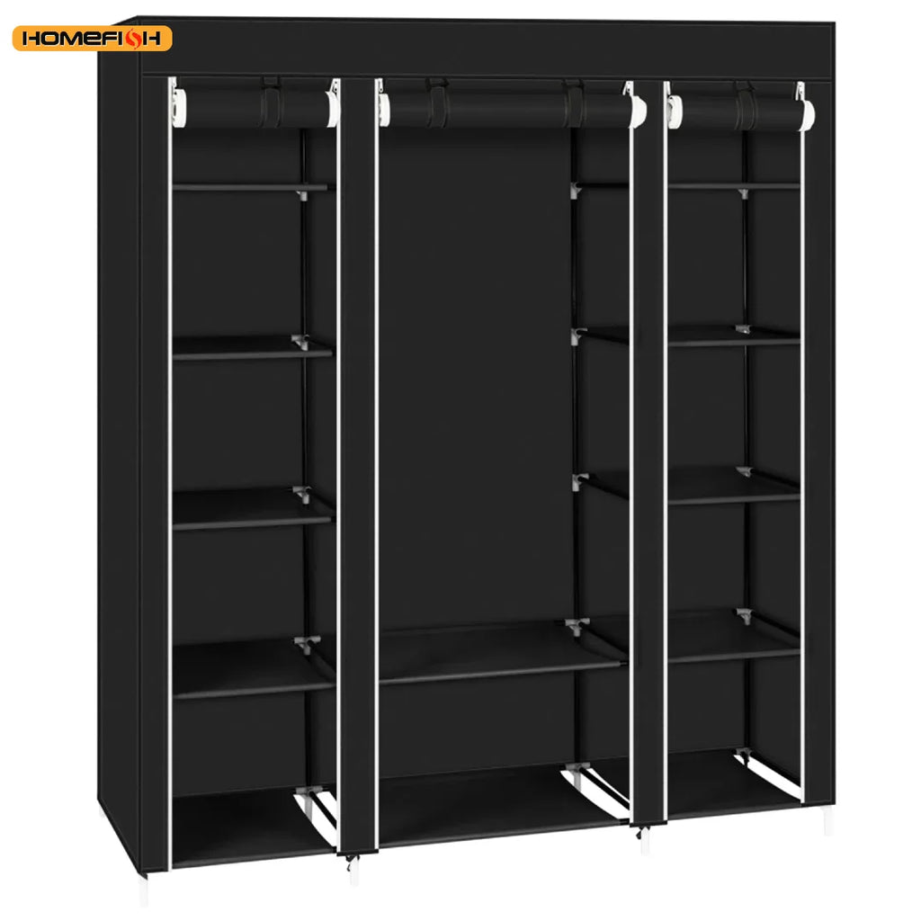 Portable Wardrobe Clothes Organizer Bedroom 150 * 45 *175cm Storage Shelves